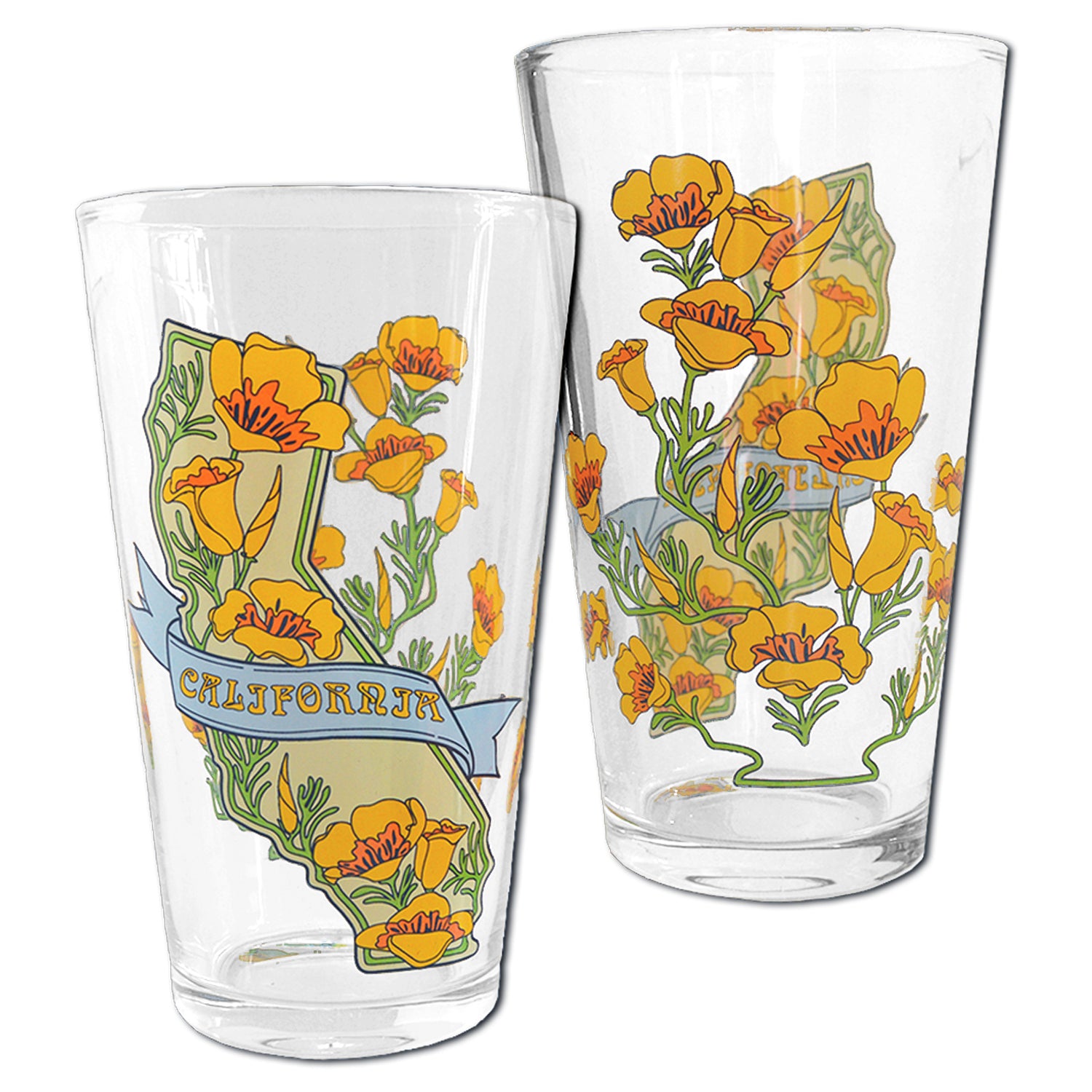 California State w/ Poppies Pint Glass